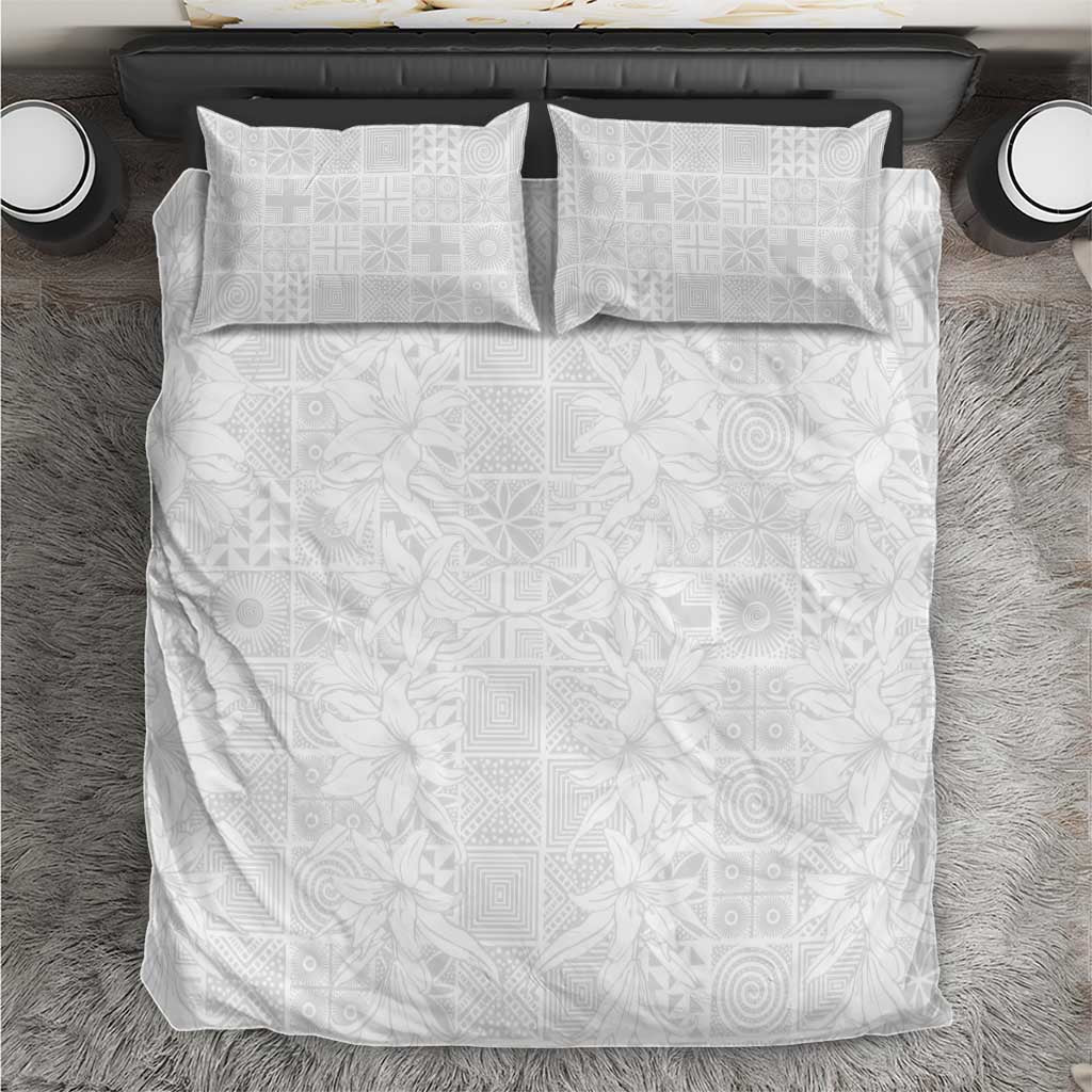 Nigeria Osun-Osogbo Festival Bedding Set White Lily Lei With Yoruba Pattern - Wonder Print Shop