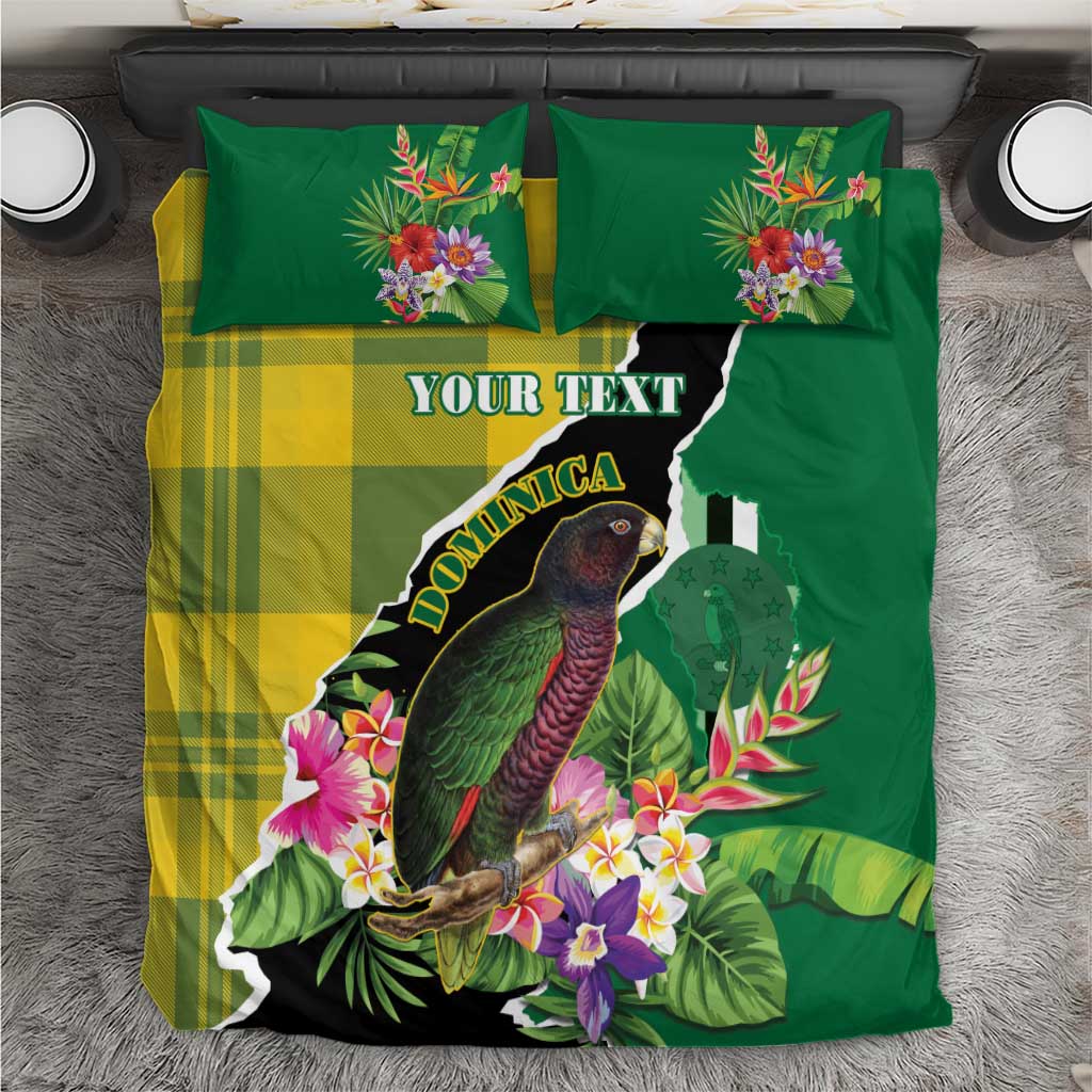 Personalised Dominica Independence Day Bedding Set Sisserou Parrot With Tropical Flowers - Wonder Print Shop