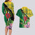 Personalised Dominica Independence Day Couples Matching Long Sleeve Bodycon Dress and Hawaiian Shirt Sisserou Parrot With Tropical Flowers - Wonder Print Shop