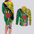 Personalised Dominica Independence Day Couples Matching Long Sleeve Bodycon Dress and Long Sleeve Button Shirt Sisserou Parrot With Tropical Flowers - Wonder Print Shop