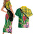 Personalised Dominica Independence Day Couples Matching Short Sleeve Bodycon Dress and Hawaiian Shirt Sisserou Parrot With Tropical Flowers - Wonder Print Shop