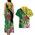 Personalised Dominica Independence Day Couples Matching Tank Maxi Dress and Hawaiian Shirt Sisserou Parrot With Tropical Flowers - Wonder Print Shop