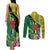 Personalised Dominica Independence Day Couples Matching Tank Maxi Dress and Long Sleeve Button Shirt Sisserou Parrot With Tropical Flowers - Wonder Print Shop