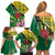 Personalised Dominica Independence Day Family Matching Off Shoulder Short Dress and Hawaiian Shirt Sisserou Parrot With Tropical Flowers - Wonder Print Shop