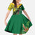 Personalised Dominica Independence Day Kid Short Sleeve Dress Sisserou Parrot With Tropical Flowers - Wonder Print Shop