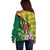 Personalised Dominica Independence Day Off Shoulder Sweater Sisserou Parrot With Tropical Flowers - Wonder Print Shop