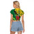 Personalised Dominica Independence Day Raglan Cropped T Shirt Sisserou Parrot With Tropical Flowers - Wonder Print Shop