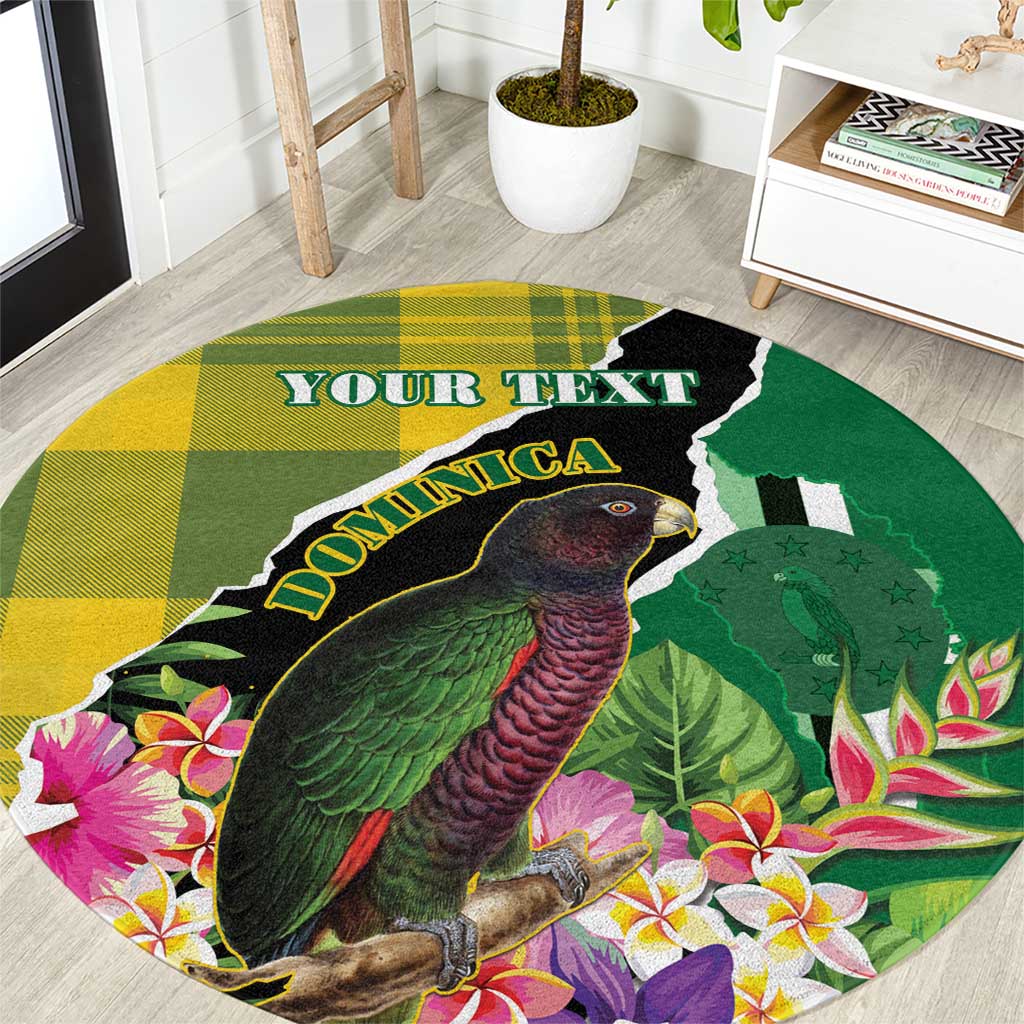 Personalised Dominica Independence Day Round Carpet Sisserou Parrot With Tropical Flowers