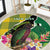 Personalised Dominica Independence Day Round Carpet Sisserou Parrot With Tropical Flowers