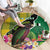 Personalised Dominica Independence Day Round Carpet Sisserou Parrot With Tropical Flowers