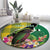 Personalised Dominica Independence Day Round Carpet Sisserou Parrot With Tropical Flowers