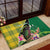 Personalised Dominica Independence Day Rubber Doormat Sisserou Parrot With Tropical Flowers - Wonder Print Shop