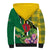 Personalised Dominica Independence Day Sherpa Hoodie Sisserou Parrot With Tropical Flowers - Wonder Print Shop