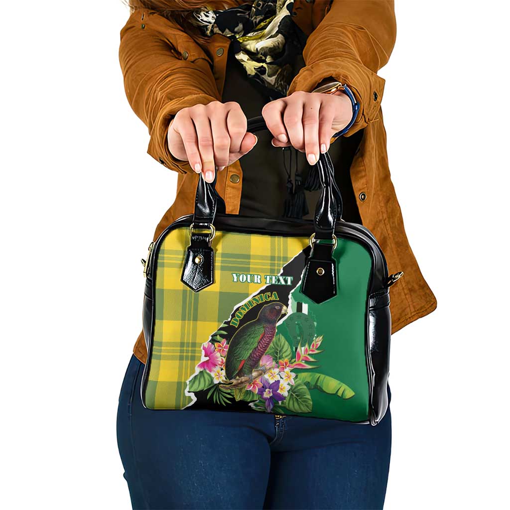 Personalised Dominica Independence Day Shoulder Handbag Sisserou Parrot With Tropical Flowers