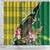 Personalised Dominica Independence Day Shower Curtain Sisserou Parrot With Tropical Flowers