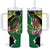 Personalised Dominica Independence Day Tumbler With Handle Sisserou Parrot With Tropical Flowers - Wonder Print Shop