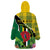 Personalised Dominica Independence Day Wearable Blanket Hoodie Sisserou Parrot With Tropical Flowers - Wonder Print Shop