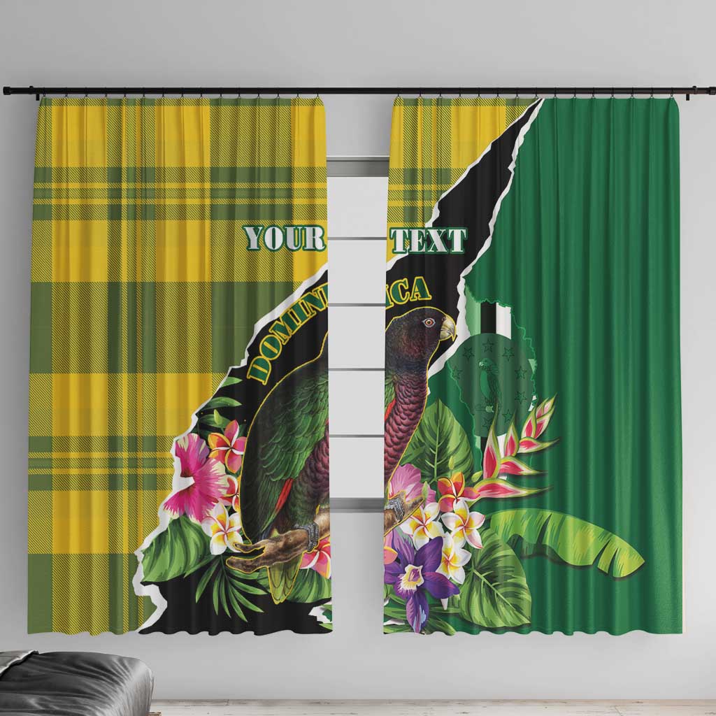 Personalised Dominica Independence Day Window Curtain Sisserou Parrot With Tropical Flowers - Wonder Print Shop