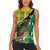 Personalised Dominica Independence Day Women Sleeveless Polo Shirt Sisserou Parrot With Tropical Flowers - Wonder Print Shop