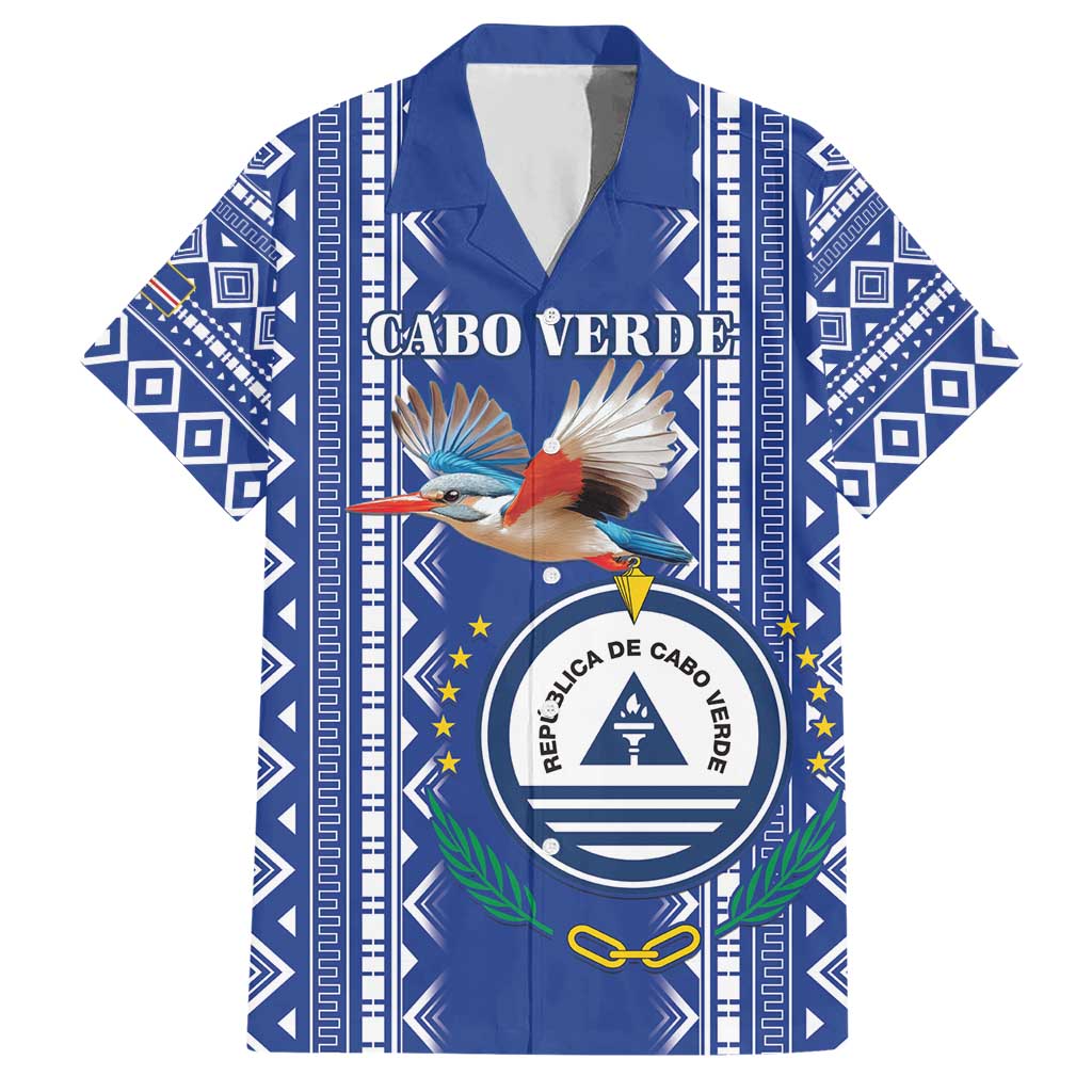 Personalised Cape Verde Hawaiian Shirt Grey Headed Kingfisher - Coat Of Arms - Wonder Print Shop