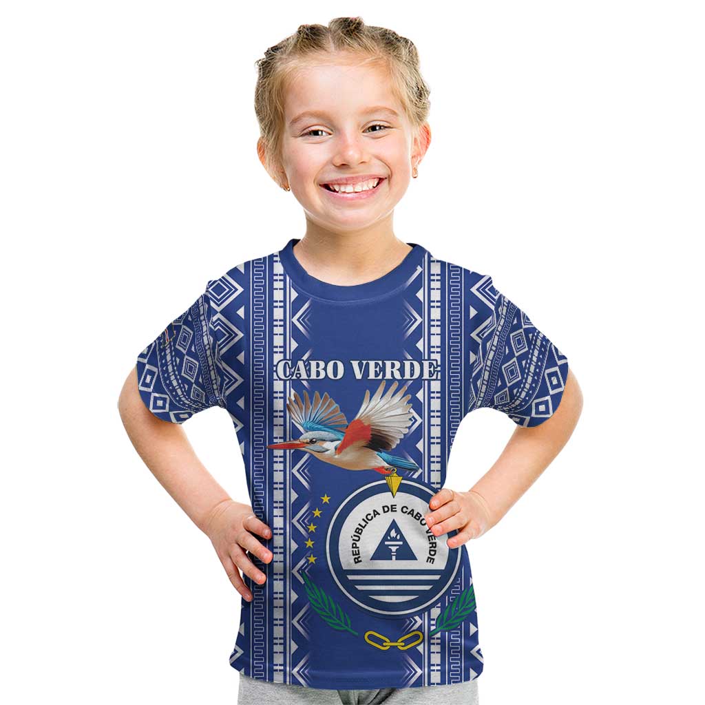 Personalised Cape Verde Kid T Shirt Grey Headed Kingfisher - Coat Of Arms - Wonder Print Shop