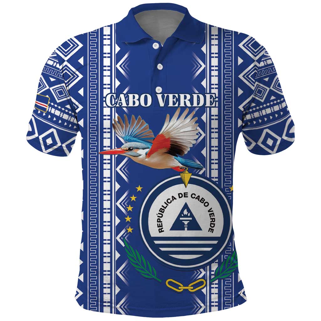 Personalised Cape Verde Polo Shirt Grey Headed Kingfisher - Coat Of Arms - Wonder Print Shop