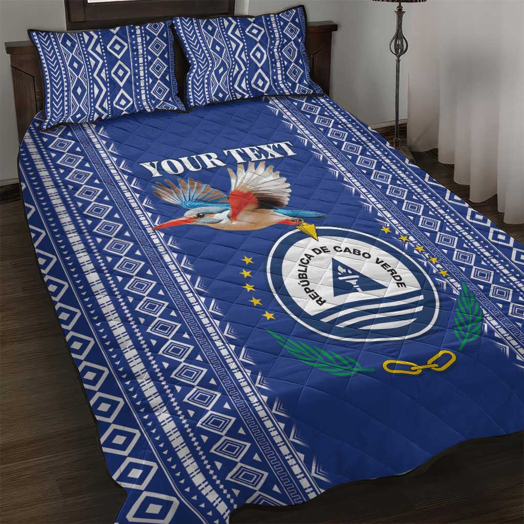 Personalised Cape Verde Quilt Bed Set Grey Headed Kingfisher - Coat Of Arms - Wonder Print Shop