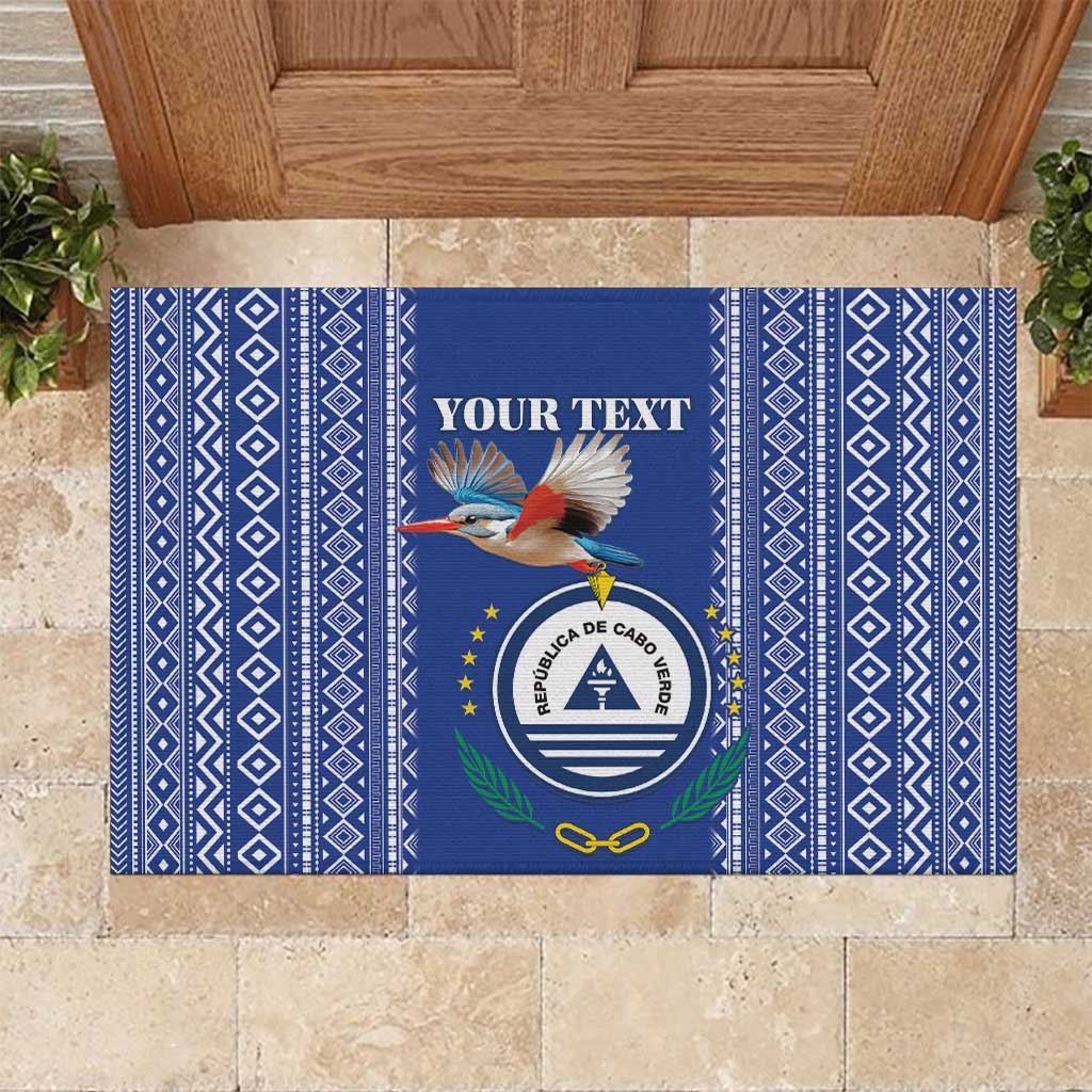 Personalised Cape Verde Rubber Doormat Grey Headed Kingfisher - Coat Of Arms - Wonder Print Shop