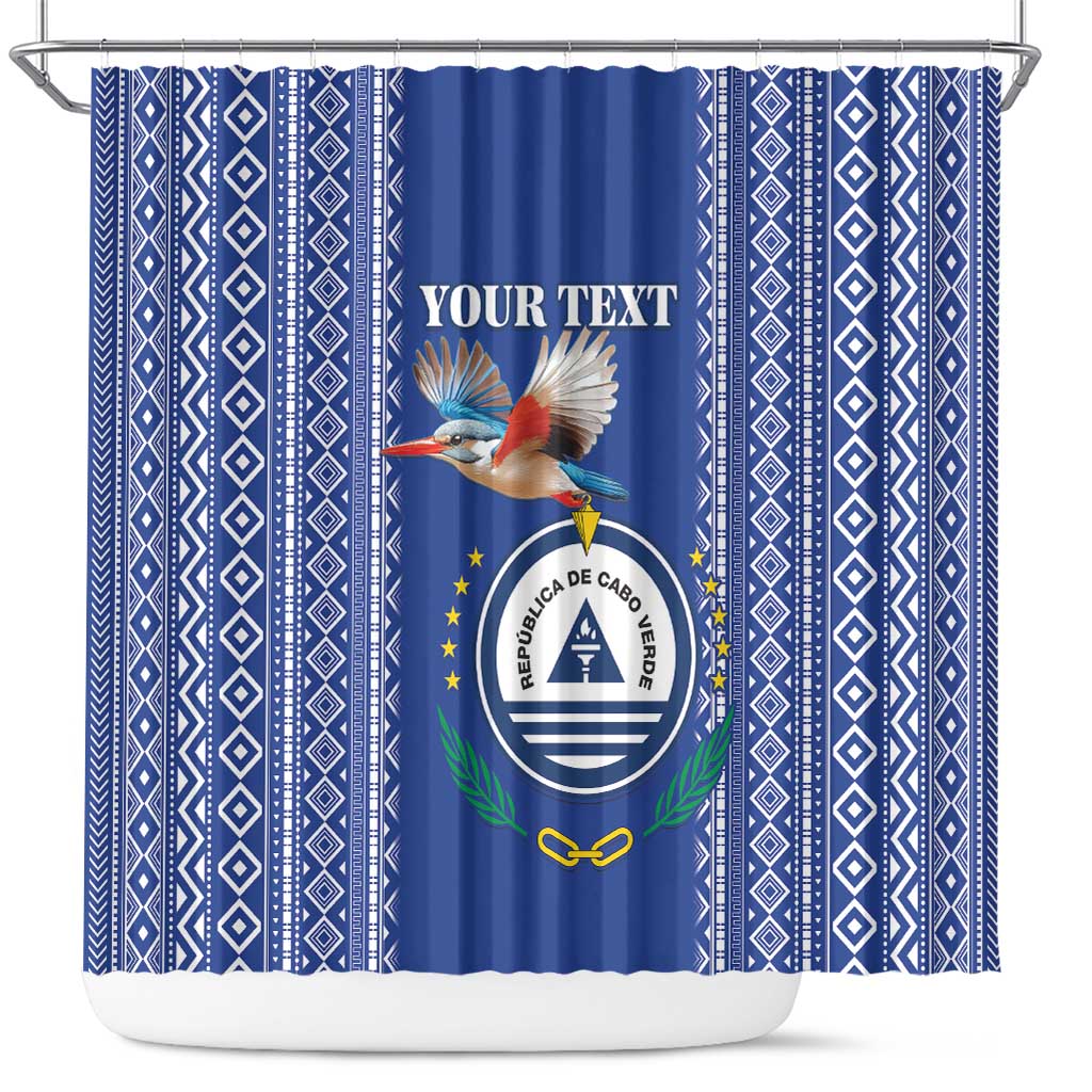 Personalised Cape Verde Shower Curtain Grey Headed Kingfisher - Coat Of Arms