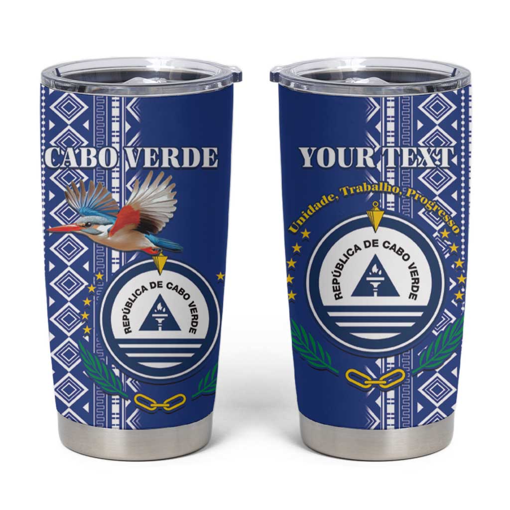 Personalised Cape Verde Tumbler Cup Grey Headed Kingfisher - Coat Of Arms - Wonder Print Shop