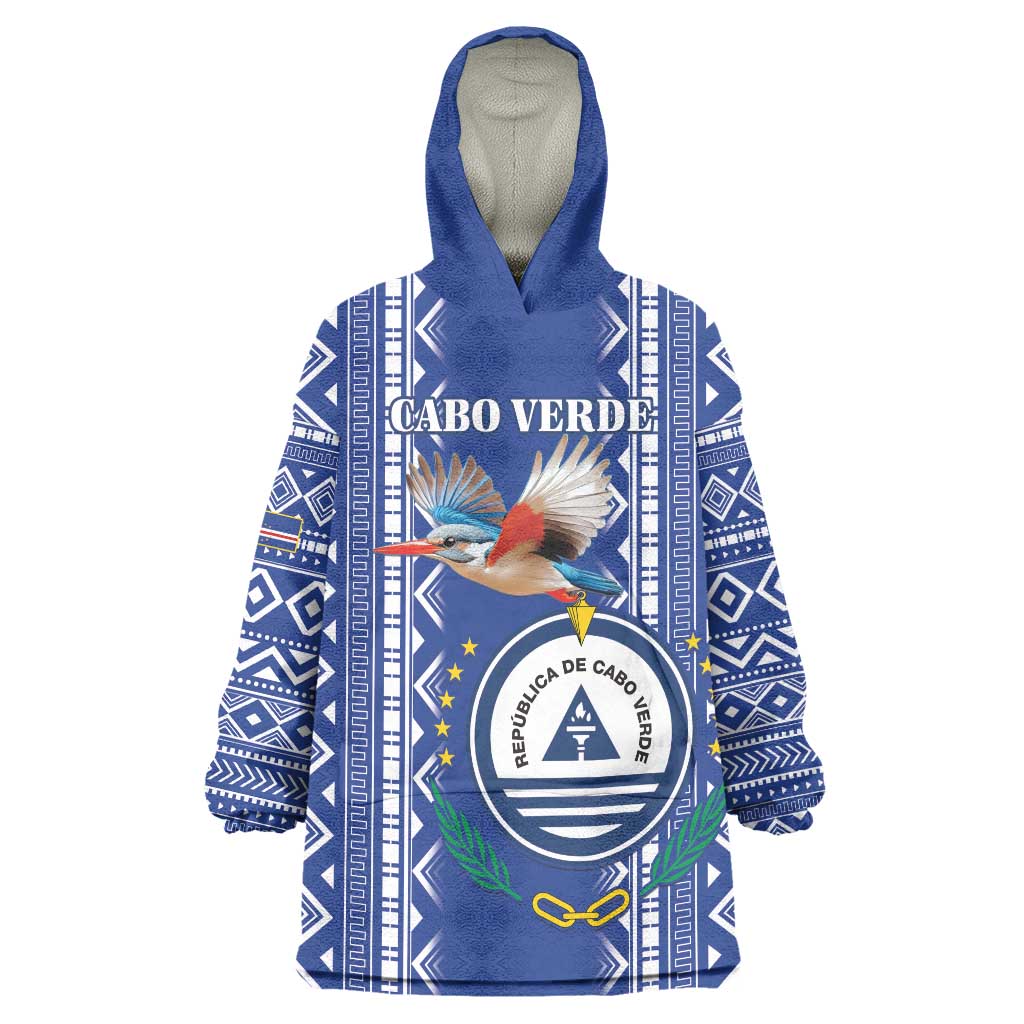 Personalised Cape Verde Wearable Blanket Hoodie Grey Headed Kingfisher - Coat Of Arms - Wonder Print Shop