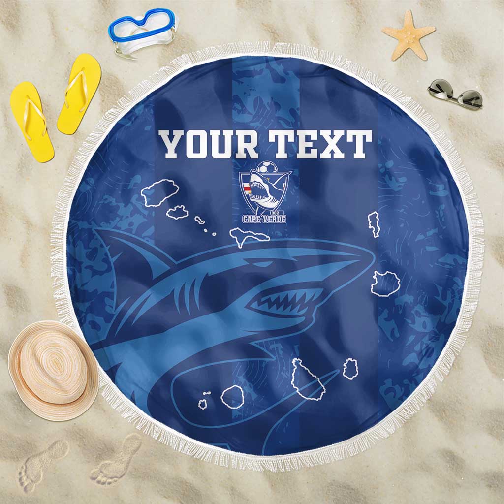 Custom Cape Verde Football Beach Blanket Go Champions Tubaroes Azuis - Wonder Print Shop