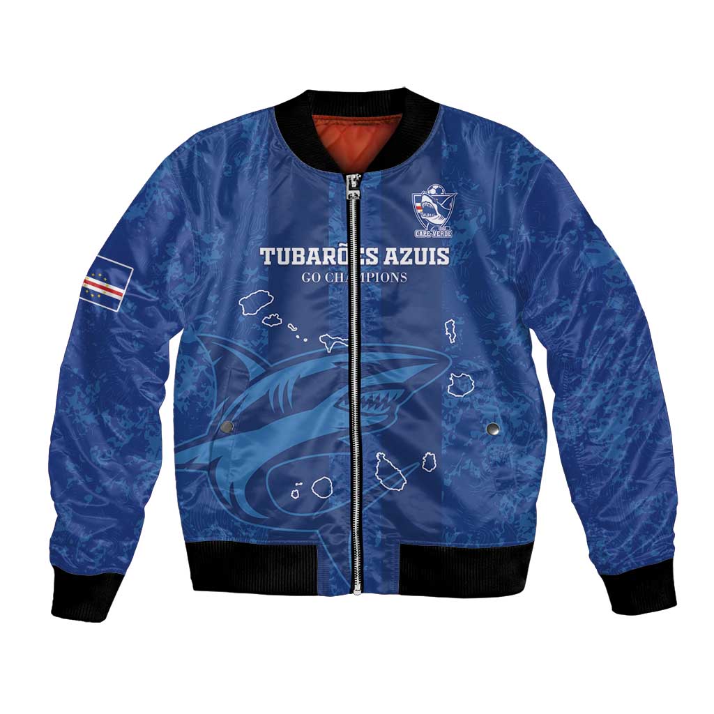 Unisex blue football bomber jacket, full-zip with ribbed cuffs; front team graphic and logo