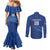 Custom Cape Verde Football Couples Matching Mermaid Dress and Long Sleeve Button Shirt Go Champions Tubaroes Azuis