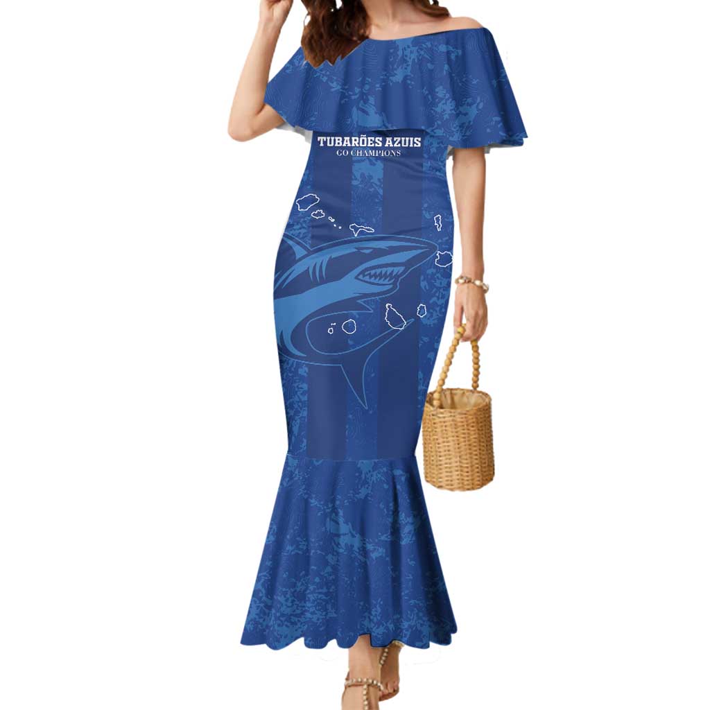 Custom Cape Verde Football Mermaid Dress Go Champions Tubaroes Azuis - Wonder Print Shop