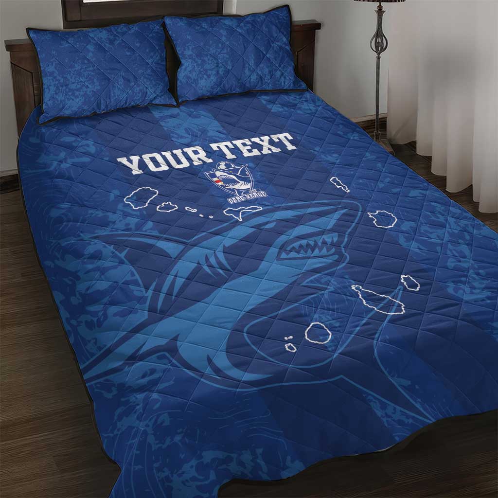 Custom Cape Verde Football Quilt Bed Set Go Champions Tubaroes Azuis - Wonder Print Shop