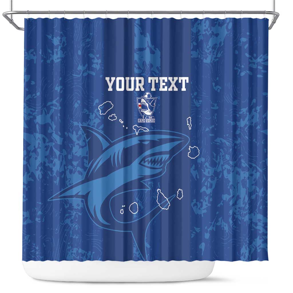 Custom Cape Verde Football Shower Curtain Go Champions Tubaroes Azuis