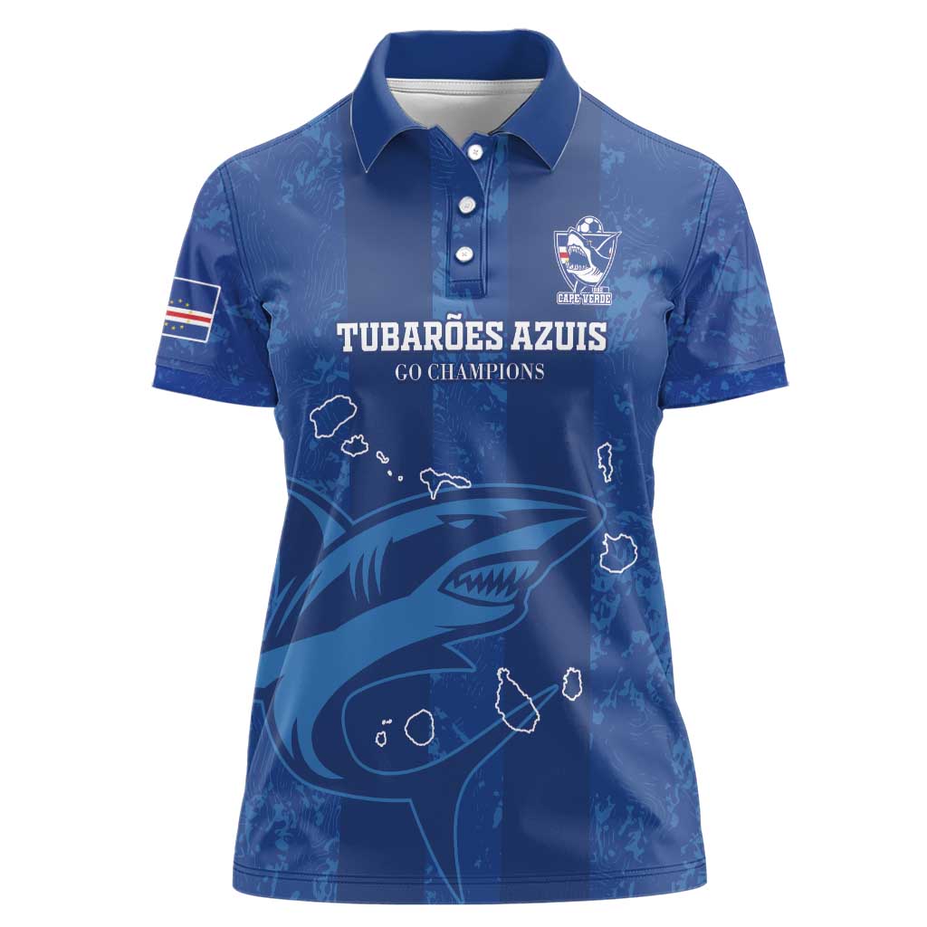 Custom Cape Verde Football Women Polo Shirt Go Champions Tubaroes Azuis - Wonder Print Shop