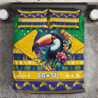 Brazil Christmas bedding set with green and yellow toucan duvet cover and “BRASIL” print