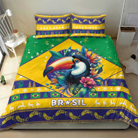 Brazil bedding set with toucan duvet cover, green side panels, and “BRASIL” text