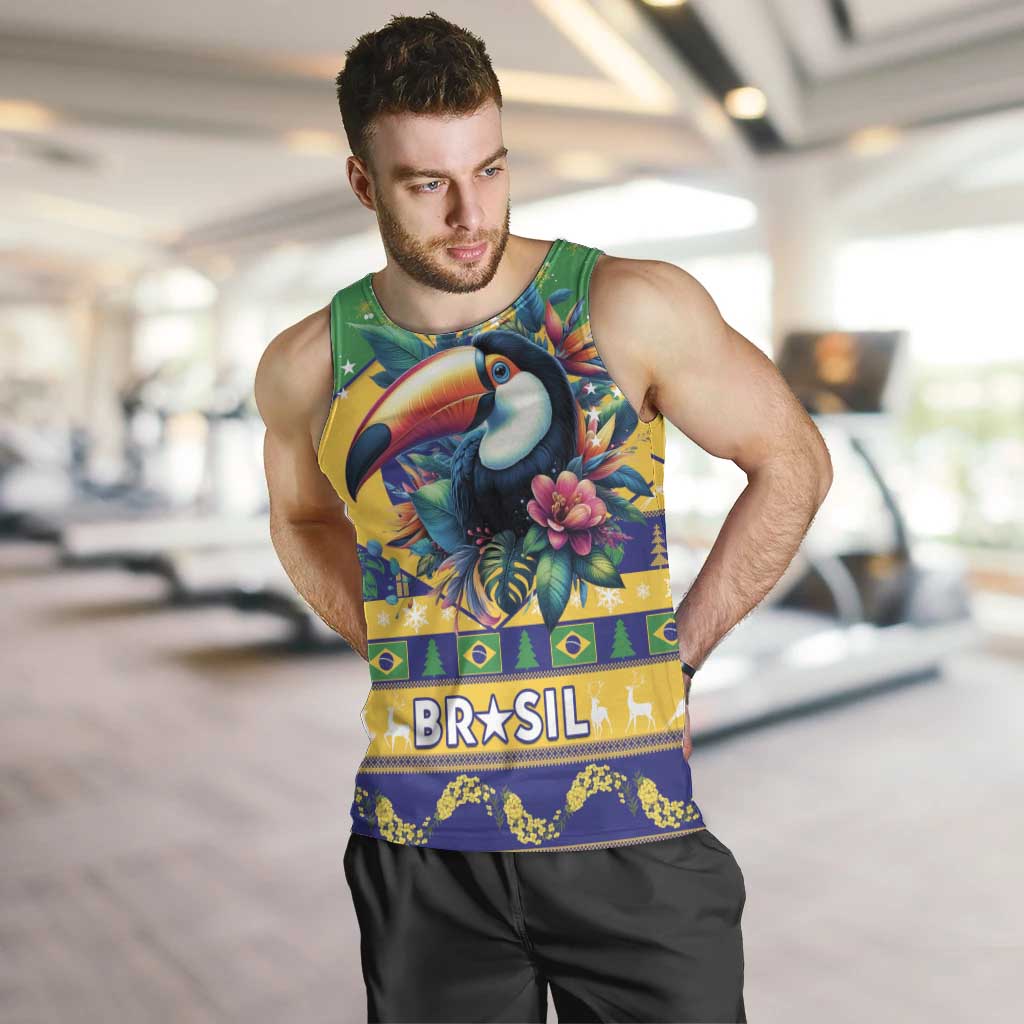 Brazil Christmas Men Tank Top Toco Toucan Flag Style - Wonder Print Shop