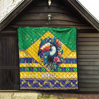 Brazil Christmas quilt backdrop-style with toucan art, green border, and “BRASIL”