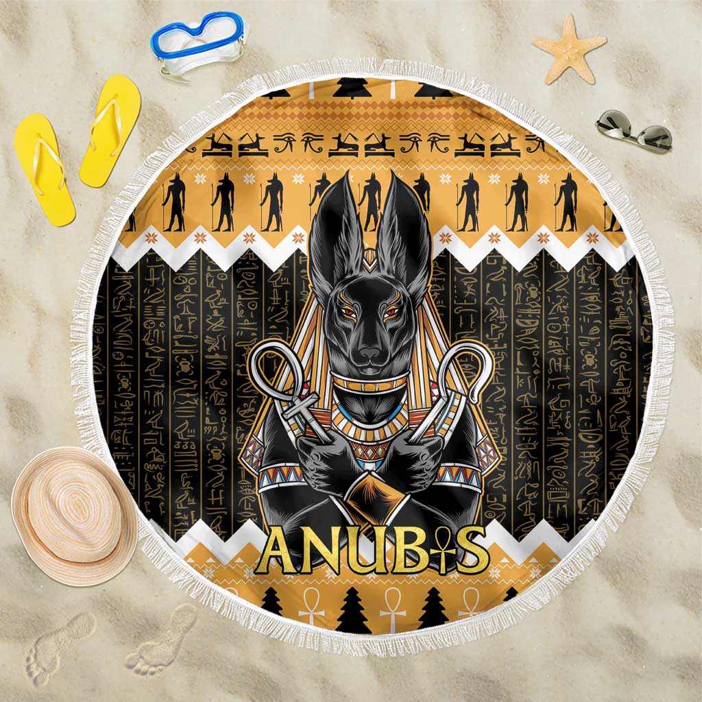 Ancient Egyptian Christmas Beach Blanket Anubis Eid Milad Majid - Wonder Print Shop