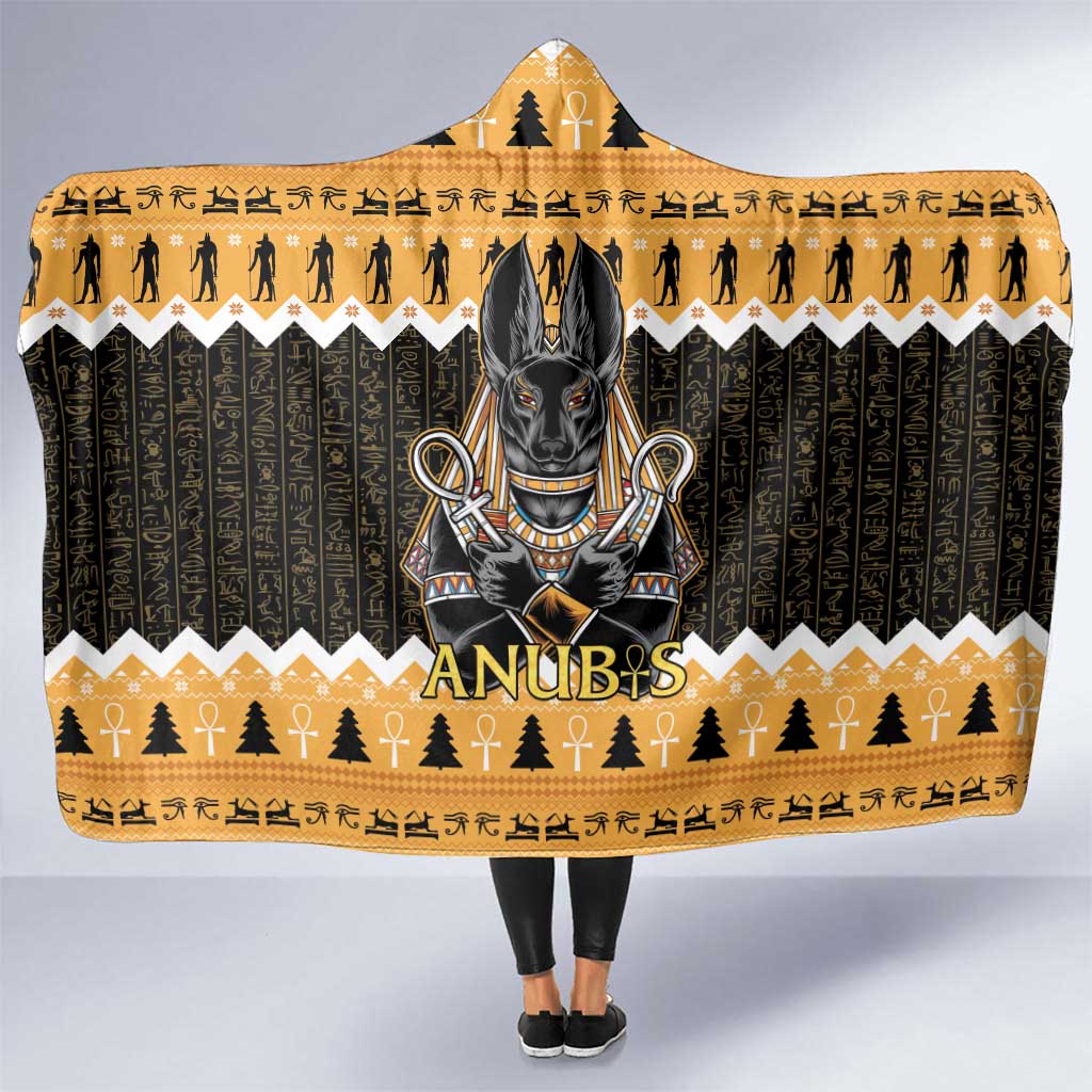 Ancient Egyptian Christmas Hooded Blanket Anubis Eid Milad Majid