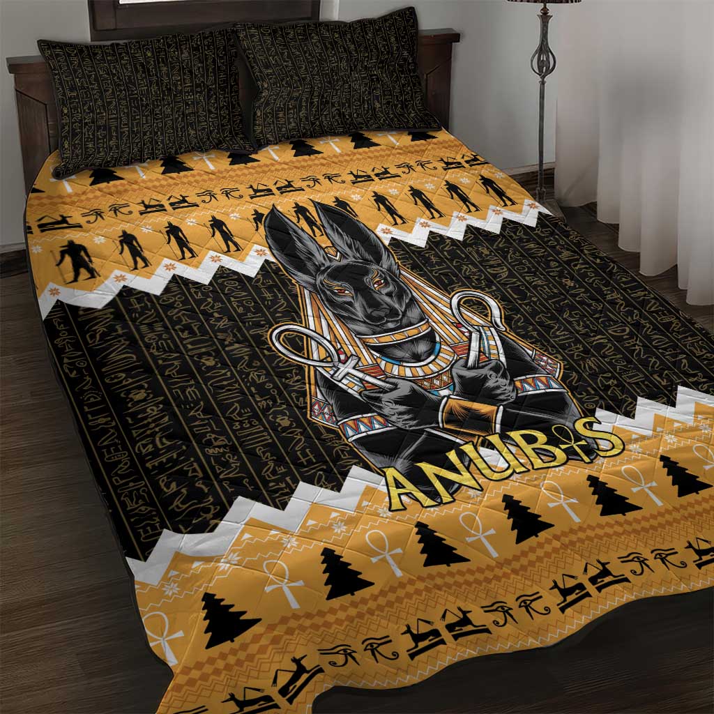 Ancient Egyptian Christmas Quilt Bed Set Anubis Eid Milad Majid - Wonder Print Shop