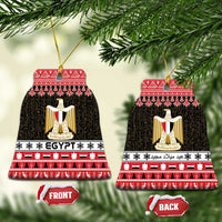 Egypt coat of arms ceramic ornament set, round red and black with gold shield, front and back