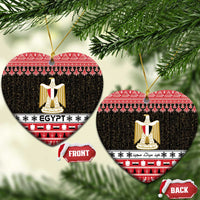 Egypt coat of arms ceramic ornament pair, round red and black with gold shield, front and back