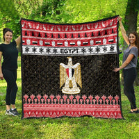 Egypt-themed quilt blanket showing full red, white, and black design with coat-of-arms emblem