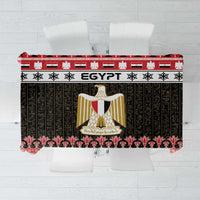 Red and black Egypt-themed tablecloth with Coat of Arms and decorative border