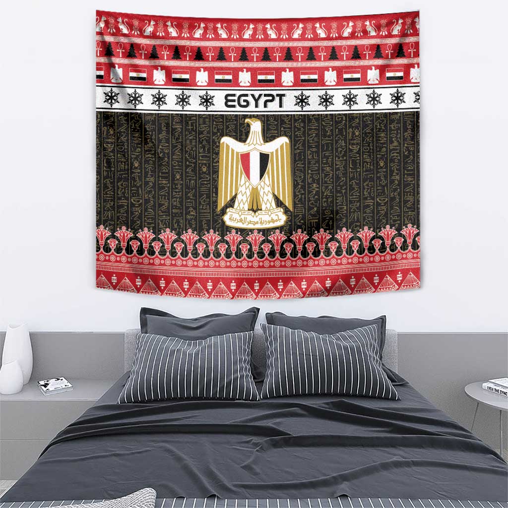 Egypt-themed tapestry featuring EGYPT lettering, green ornament panel, and gold shield